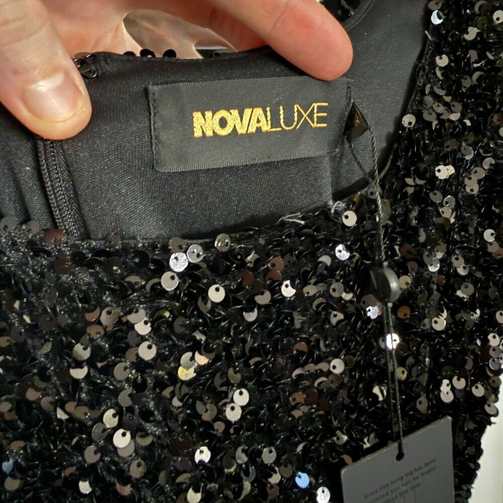 Fashion Nova Nova Luxe Black Sequin Maxi Gown – Size Small – NWT - Picture 5 of 7